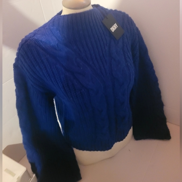 NWT DKNY Oversize Blue Cobalt Soft Stretchy Sweater Size XS - Picture 1 of 9